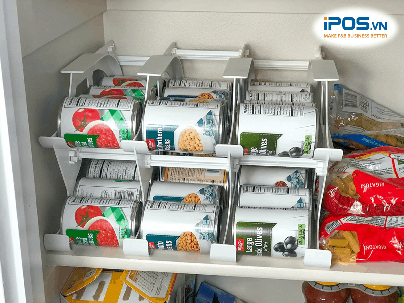 Giá để thực phẩm khô được thiết kế để hỗ trợ nguyên tắc FIFO