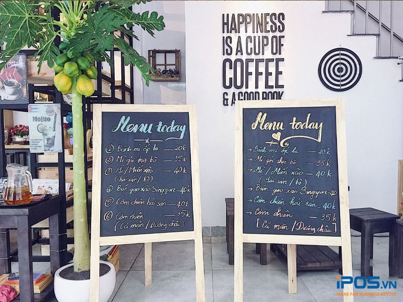 Menu bảng tăng sự sang trọng cho quán