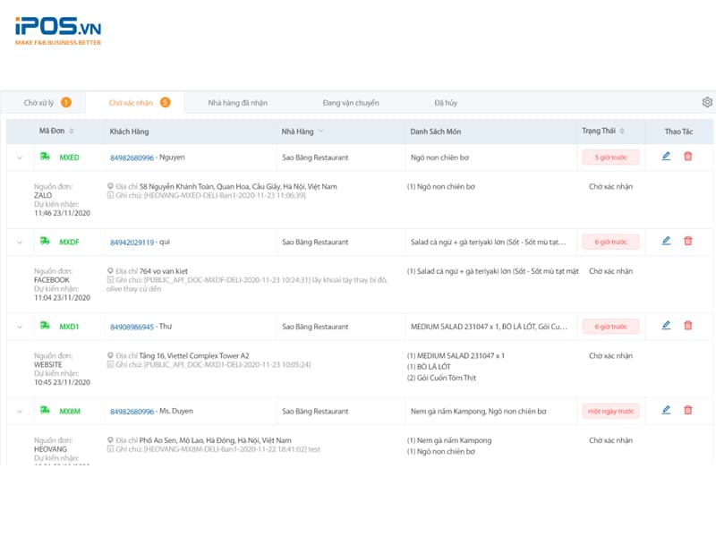 phần mềm quản lý đơn hàng online cho nhà hàng