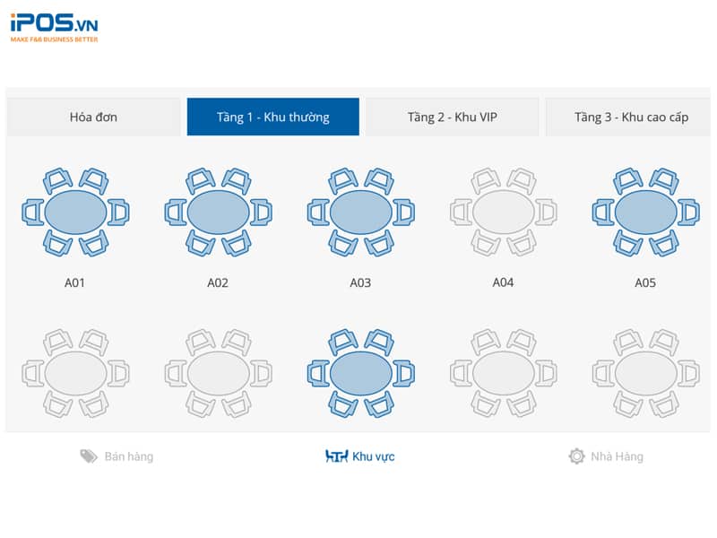 quản lý bàn trên phần mềm tính tiền nhà hàng