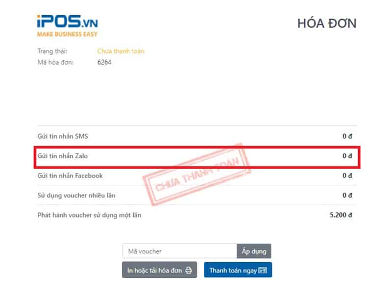 Thông báo Zalo Thông báo Zalo