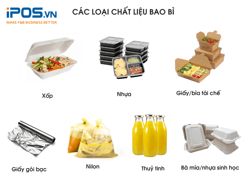 Các loại chất liệu bao bì đóng gói đồ ăn/thức uống phổ biến 