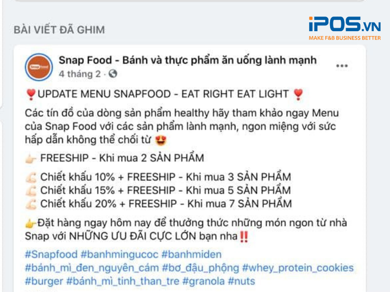 Hãy cập nhật menu liên tục và ghim lên trên đầu fanpage để khách hàng tiện theo dõi 