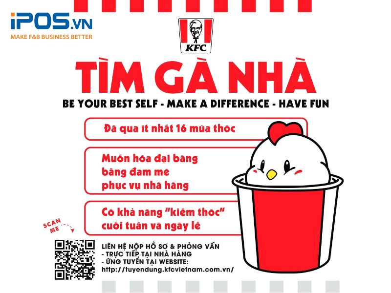 Mẫu tin tuyển dụng nhân viên phục vụ sáng tạo của KFC