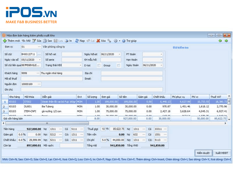 kế toán nhà hàng