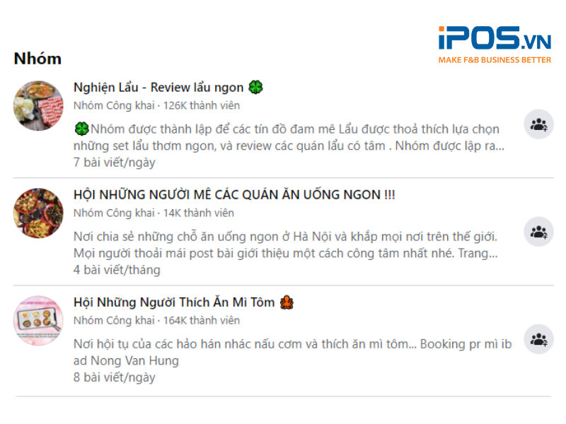 Các hội nhóm ăn uống trên Facebook thu hút đông đảo thành viên tham gia
