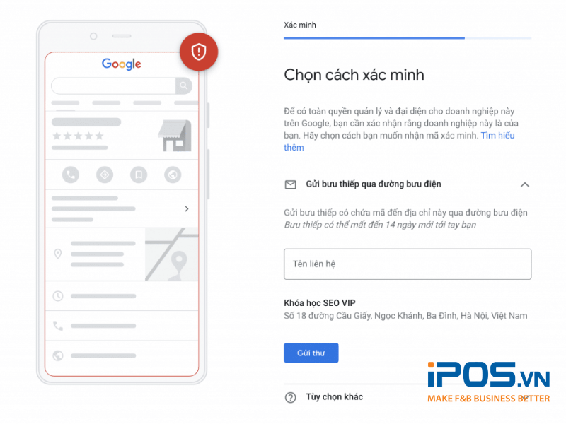 Xác minh địa chỉ của cửa hàng trên Google Maps