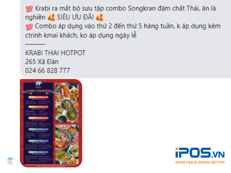 Cách một nhà hàng giới thiệu sản phẩm tới khách qua Facebook Messenger