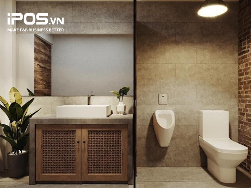 Khách hàng luôn đánh giá cao quán cafe có nhà vệ sinh sáng sủa, sạch sẽ 