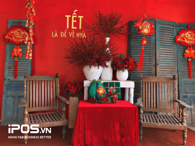 ý tưởng trang trí quán cafe ngày Tết