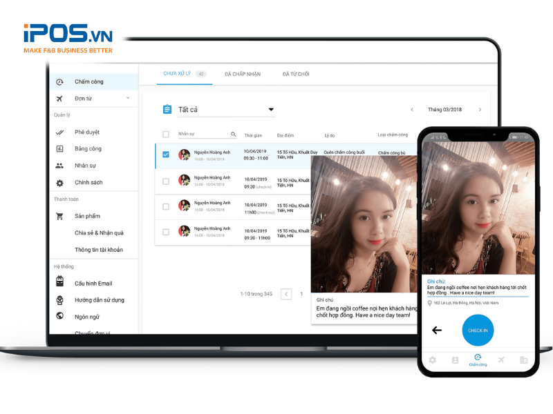 giải pháp chấm công quán cafe