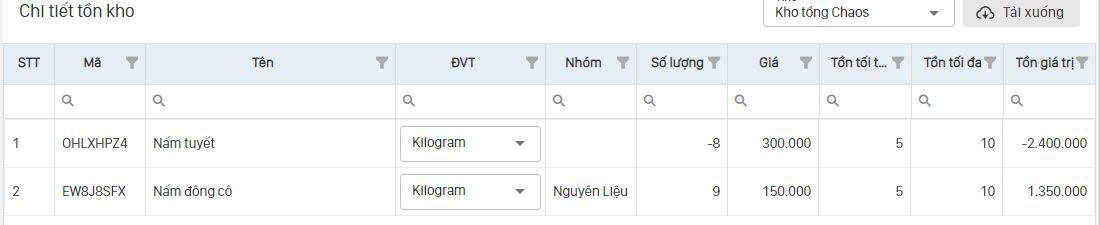 Quản lý nguyên liệu nhà hàng