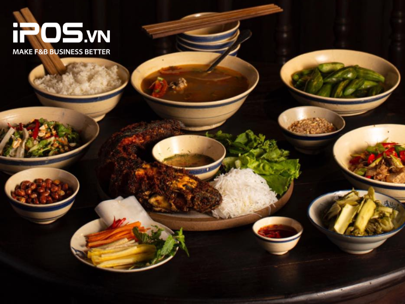 Một mâm cơm đặc trưng tại nhà hàng Tầm Vị