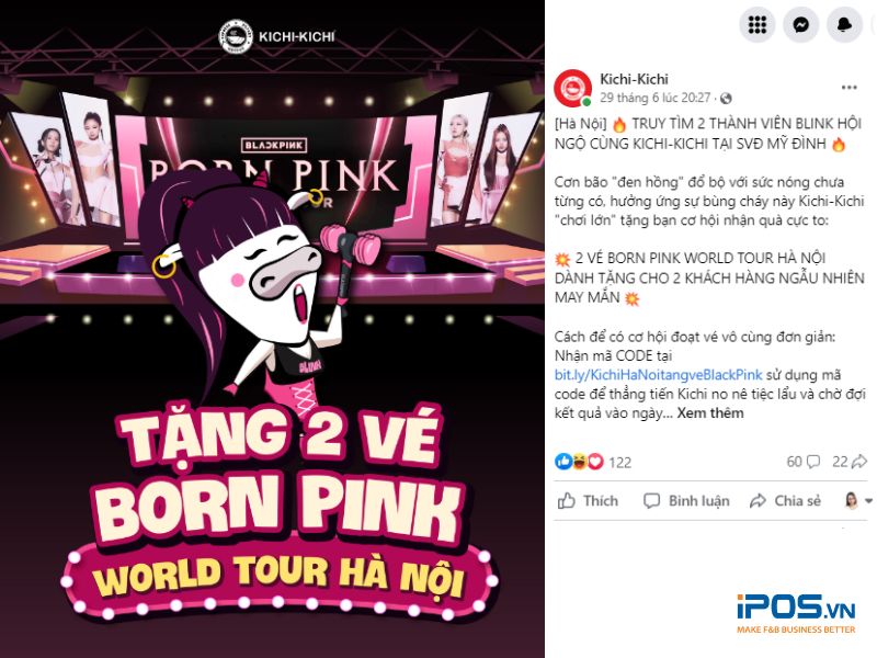 Kichi-Kichi tặng 2 vé Born Pink cho khách hàng may mắn.