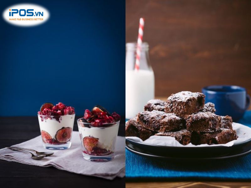 Góc chụp thẳng phù hợp với các loại thực phẩm xếp tầng