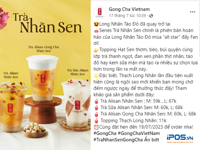 Mẫu bài viết quảng cáo món mới của quán.