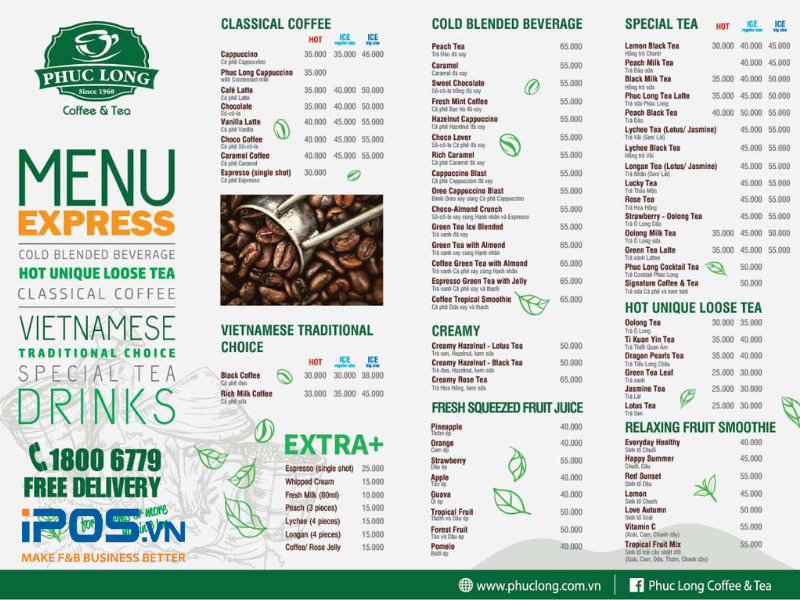 Bảng giá menu Phúc Long chủ yếu kết thúc bằng số “5” như 45.000 hay 55.000 đồng