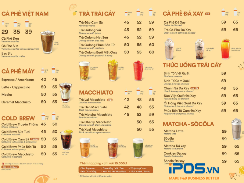Cách thiết kế menu của Starbucks được The Coffee House học tập