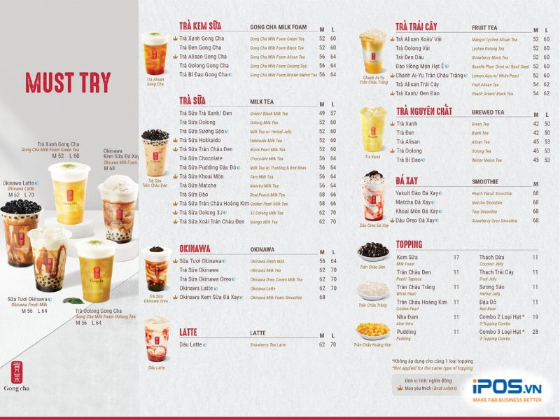 Review Menu Gong Cha cực kỳ đa dạng