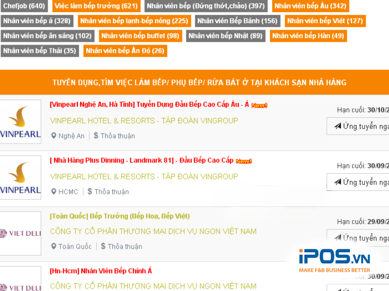 Xin việc đầu bếp