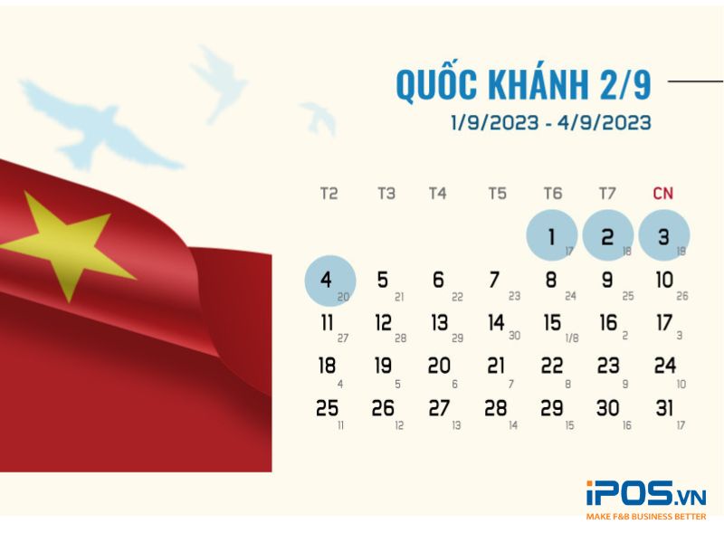 Lịch nghỉ Quốc Khánh năm 2023