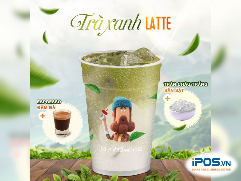 Trà Xanh Latte nằm trong BST Trà Xanh Tây Bắc là một trong 4 đồ uống mới của Đồ uống mới The Coffee House.