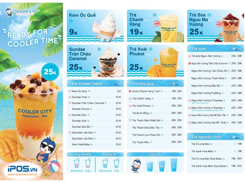 Menu Cooler City cực kỳ đa dạng sự lựa chọn