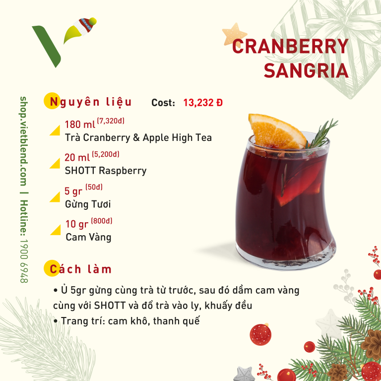 Cranberry Sangria - Công thức đồ uống Giáng sinh hoàn hảo dành cho mùa lễ hội
